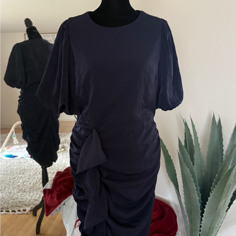 Express Midnight Blue Ruched Mini Dress - Picture 2 of 4